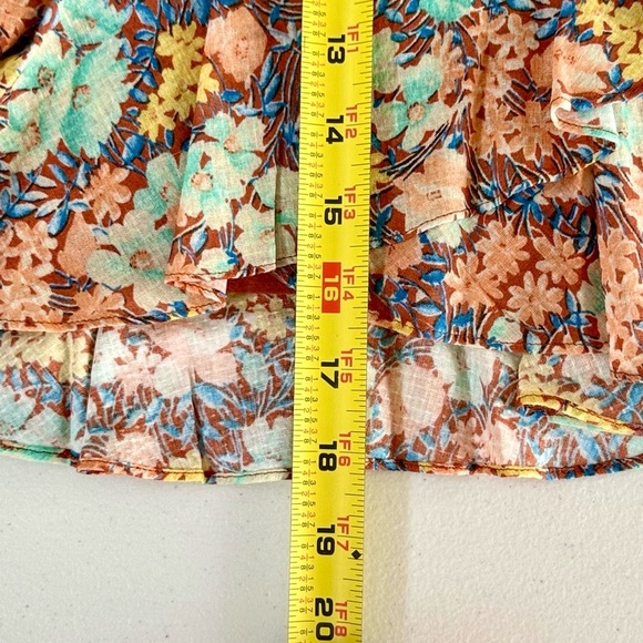 Veronica Beard Lindsay Ruched Floral Print Mini Skirt Ruffle Hem Cotton Sz 6 - Picture 11 of 12